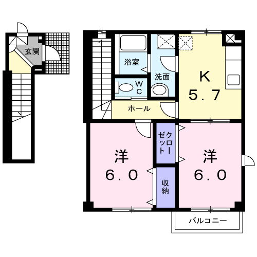 富山県富山市新庄北町 越中荏原駅 2K アパート 賃貸物件詳細