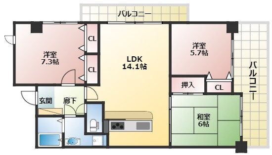 兵庫県神戸市長田区萩乃町３ 長田駅 3LDK マンション 賃貸物件詳細