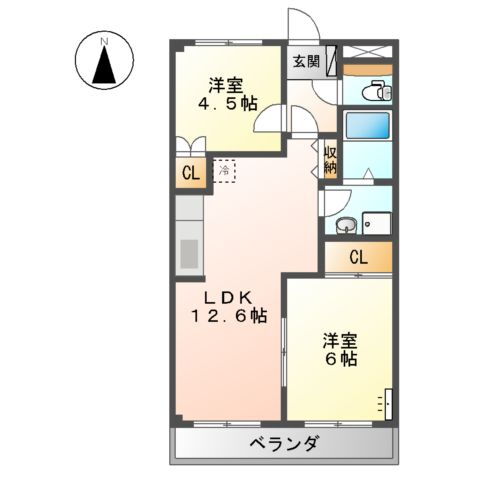 広島県福山市神辺町字道上 道上駅 2LDK アパート 賃貸物件詳細