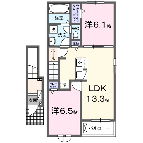 ウイングス・ツゥ 2階 2LDK 賃貸物件詳細