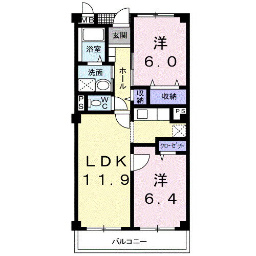 フルール 2階 2LDK 賃貸物件詳細