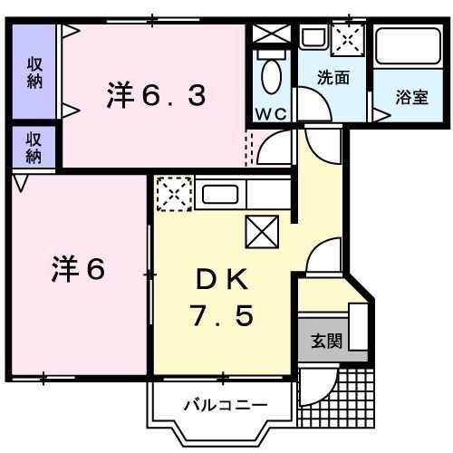 福岡県直方市大字山部 直方駅 2DK アパート 賃貸物件詳細