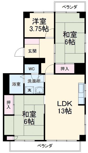 扇町マンション 6階 3LDK 賃貸物件詳細