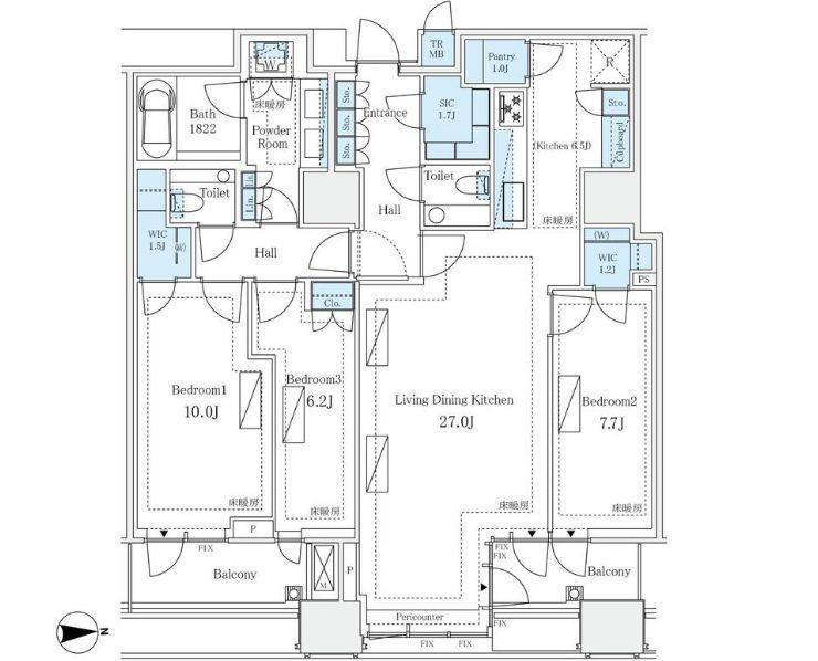 東京都港区三田１ 麻布十番駅 3LDK マンション 賃貸物件詳細