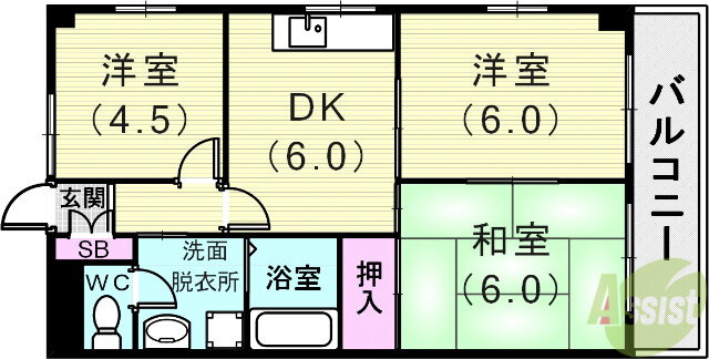 兵庫県神戸市長田区鹿松町３ 丸山駅 3DK マンション 賃貸物件詳細