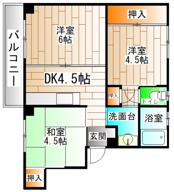 神陵台厚生年金住宅 3階 3DK 賃貸物件詳細