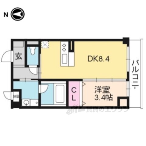 ドメールセプトエトワール椥辻 2階 1DK 賃貸物件詳細