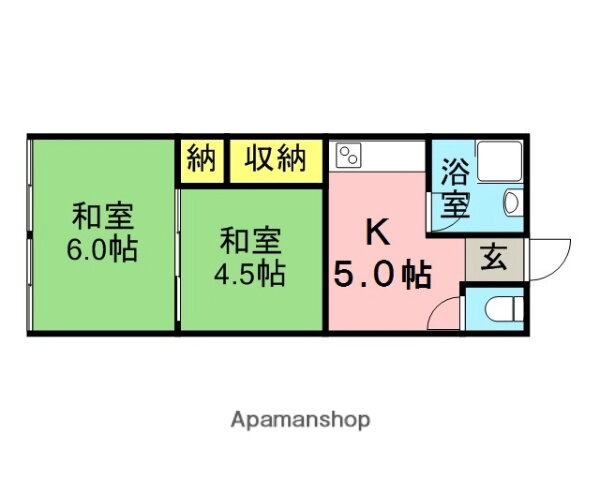 福岡県朝倉市甘木 甘木駅 2K アパート 賃貸物件詳細