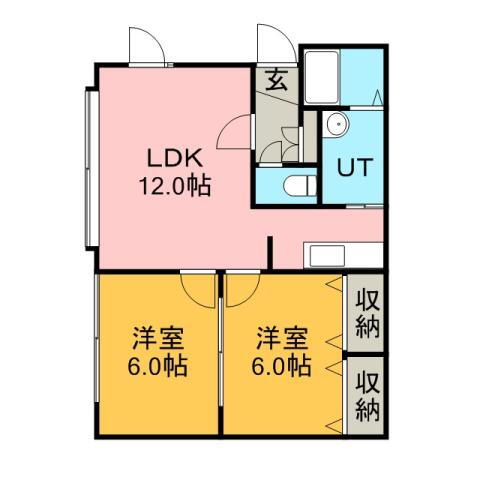 北海道札幌市北区新琴似三条１２ 2LDK アパート 賃貸物件詳細
