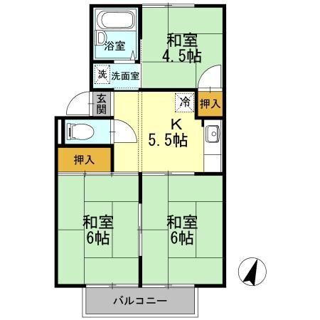 パヒュームタウン　Ａ棟 2階 3K 賃貸物件詳細