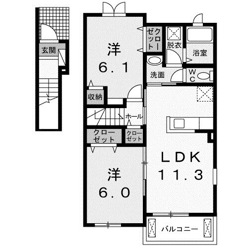 群馬県館林市足次町 渡瀬駅 2LDK アパート 賃貸物件詳細