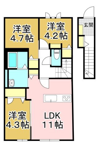 福岡県直方市大字感田 遠賀野駅 3LDK アパート 賃貸物件詳細