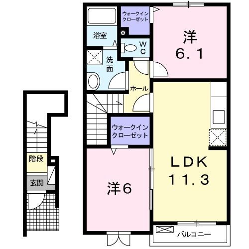 エテルノ　フェリーチェＩＩ 2階 2LDK 賃貸物件詳細