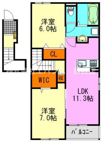 Ｖｉｌｌａクレスト 2階 2LDK 賃貸物件詳細