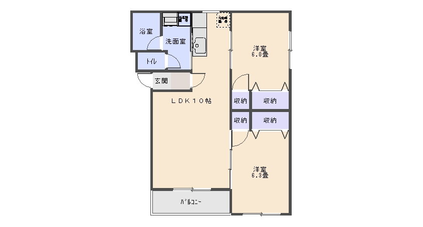 Ａｐｐｌｅ上堂 1階 2LDK 賃貸物件詳細