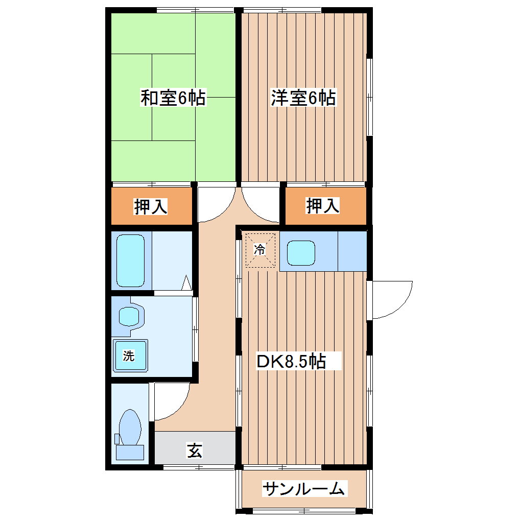宮城県仙台市青葉区葉山町 北仙台駅 2DK アパート 賃貸物件詳細