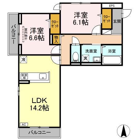 ヴェル　フィオーレ 3階 2LDK 賃貸物件詳細