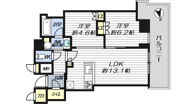 プラウドタワー北浜 20階 2LDK 賃貸物件詳細