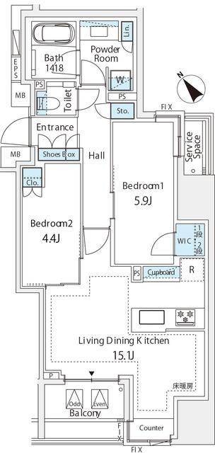 ミレアコート銀座プレミア 4階 2LDK 賃貸物件詳細