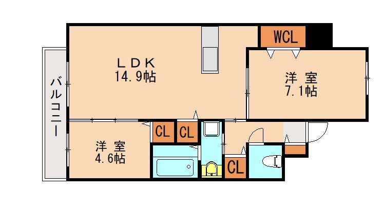 福岡県北九州市戸畑区幸町 戸畑駅 2LDK マンション 賃貸物件詳細