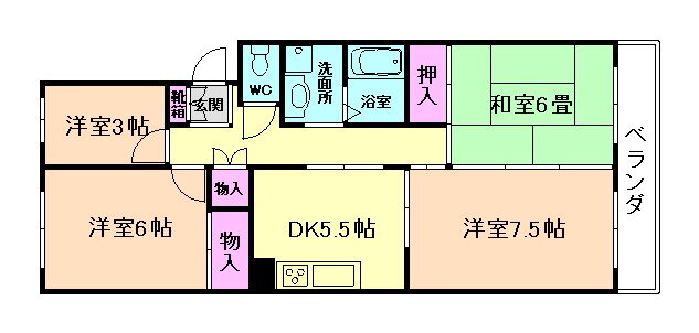Ｔ．アブニール 3階 3DK 賃貸物件詳細