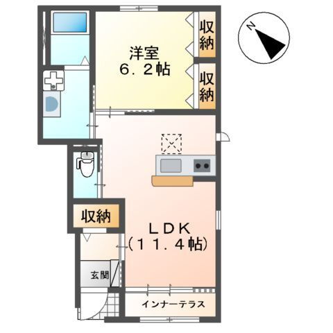 茨城県つくば市さくらの森 つくば駅 1LDK アパート 賃貸物件詳細