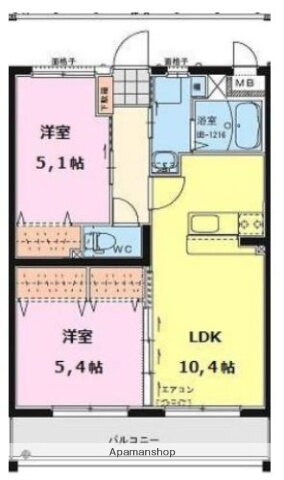 エアフォルクＩＩＩ 3階 2LDK 賃貸物件詳細