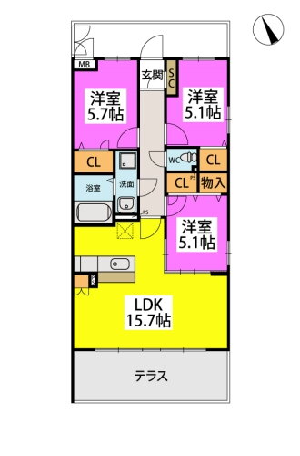 福岡県宗像市土穴３ 赤間駅 3LDK マンション 賃貸物件詳細