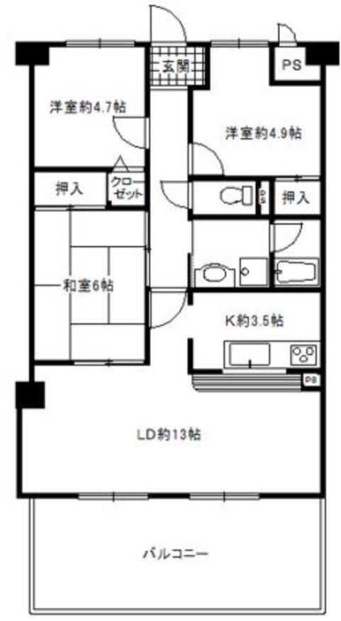 大阪府東大阪市荒川３ 河内永和駅 3LDK マンション 賃貸物件詳細