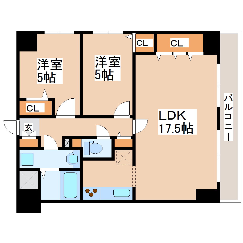 ダイアパレス五橋ＩＩＩコルティーレ 8階 2LDK 賃貸物件詳細