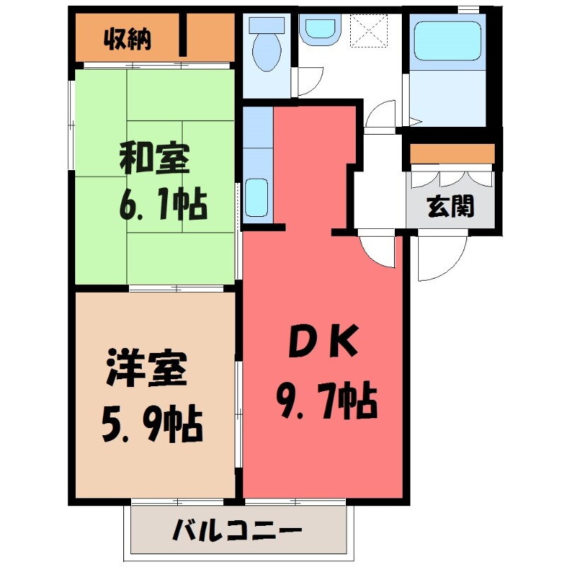 栃木県下都賀郡野木町大字若林 野木駅 2DK アパート 賃貸物件詳細