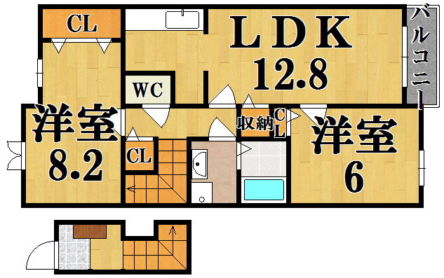 ヴィルメゾンＣ 2階 2LDK 賃貸物件詳細