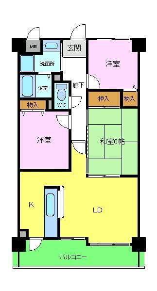 フローラ南館 2階 3LDK 賃貸物件詳細