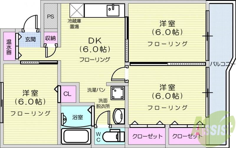 宮城県仙台市若林区南小泉３ 薬師堂駅 3DK マンション 賃貸物件詳細