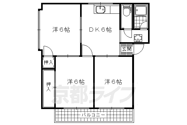 京都府京都市山科区大宅御供田町 椥辻駅 3DK アパート 賃貸物件詳細