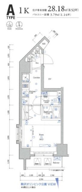 東京都世田谷区駒沢３ 駒沢大学駅 1K マンション 賃貸物件詳細