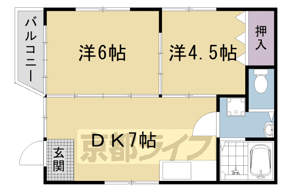 京都府京都市右京区嵯峨野有栖川町 太秦駅 2DK アパート 賃貸物件詳細