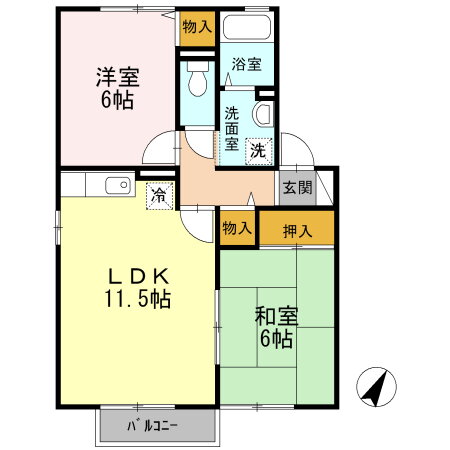 サンスカイ三城Ｂ 2階 2LDK 賃貸物件詳細