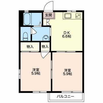 ハイツナガツカＢ 2階 2DK 賃貸物件詳細