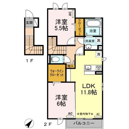 東京都昭島市武蔵野２ 西武立川駅 2LDK アパート 賃貸物件詳細