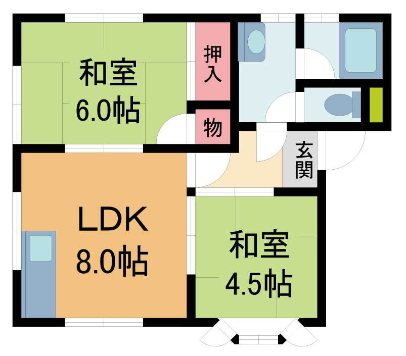 コーポ西邑 1階 2LDK 賃貸物件詳細