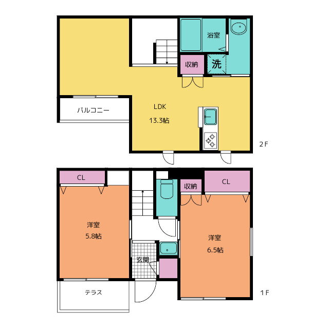 ＣＡＳＡ　ＭＩＣＨＩ 1階 2LDK 賃貸物件詳細