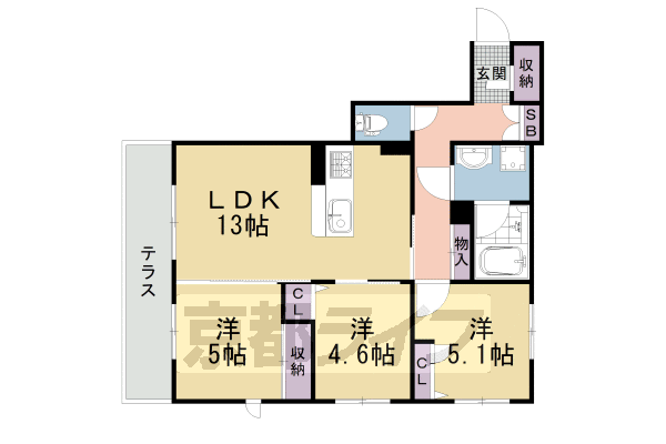 京都府京都市右京区西京極郡醍醐田町 西京極駅 3LDK マンション 賃貸物件詳細