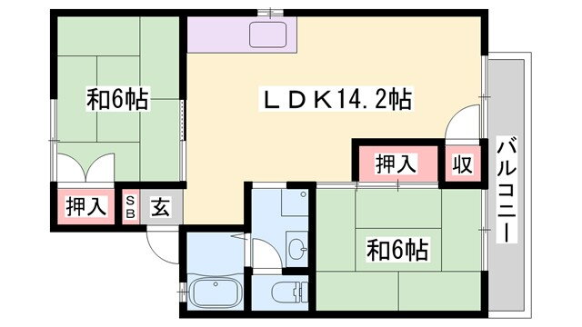 兵庫県姫路市白国１ 野里駅 2LDK アパート 賃貸物件詳細