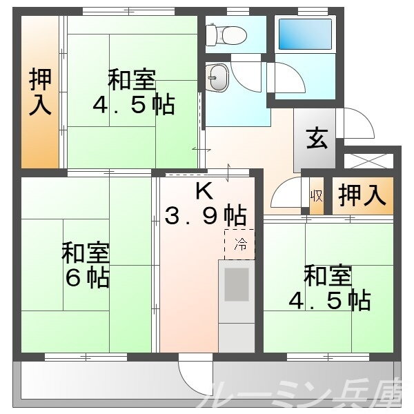 兵庫県三木市志染町西自由が丘２ 志染駅 3K マンション 賃貸物件詳細