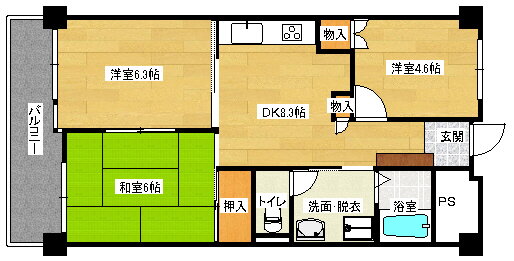 広島県広島市南区東雲本町２ 段原一丁目駅 3DK マンション 賃貸物件詳細