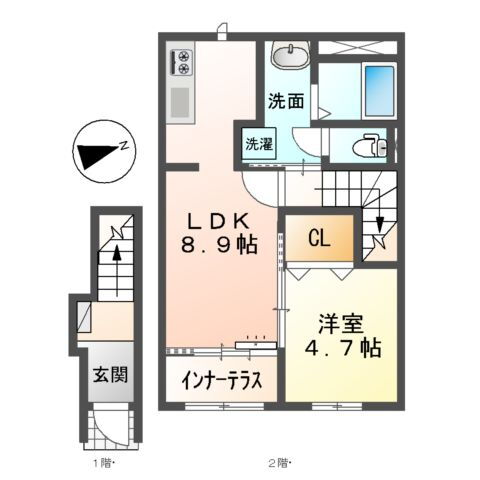岡山県岡山市北区横井上 岡山駅 1LDK アパート 賃貸物件詳細