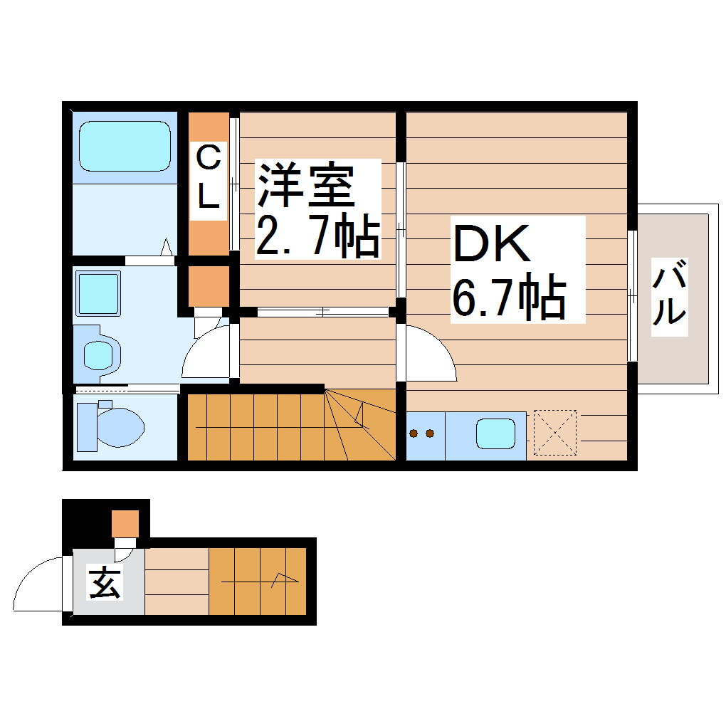 宮城県仙台市若林区六十人町 河原町駅 1DK アパート 賃貸物件詳細