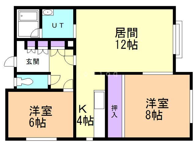 北海道函館市富岡町２ 2LDK アパート 賃貸物件詳細