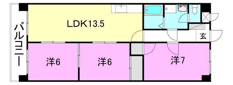 愛媛県松山市北吉田町 山西駅 3LDK マンション 賃貸物件詳細